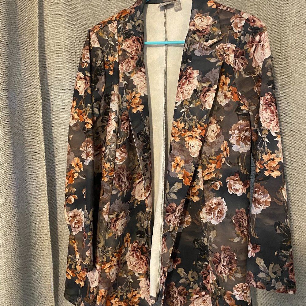 ASOS Grey Floral Blazer, Size 4